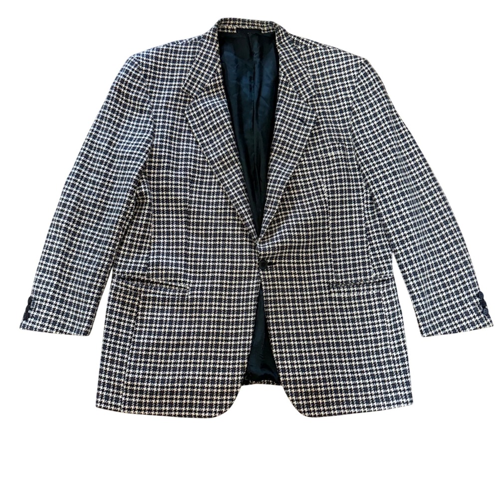 Vintage V2 by Versace Houndstooth Blazer Black White Mens 52R Union USA Made 80s